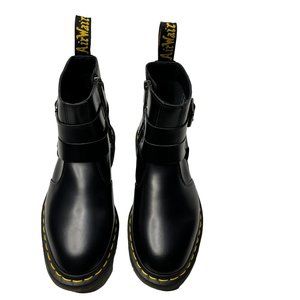 Doc Dr Martens Jaimes Buckle Chelsea Black Leather Boots Size Men's 7, Women 8